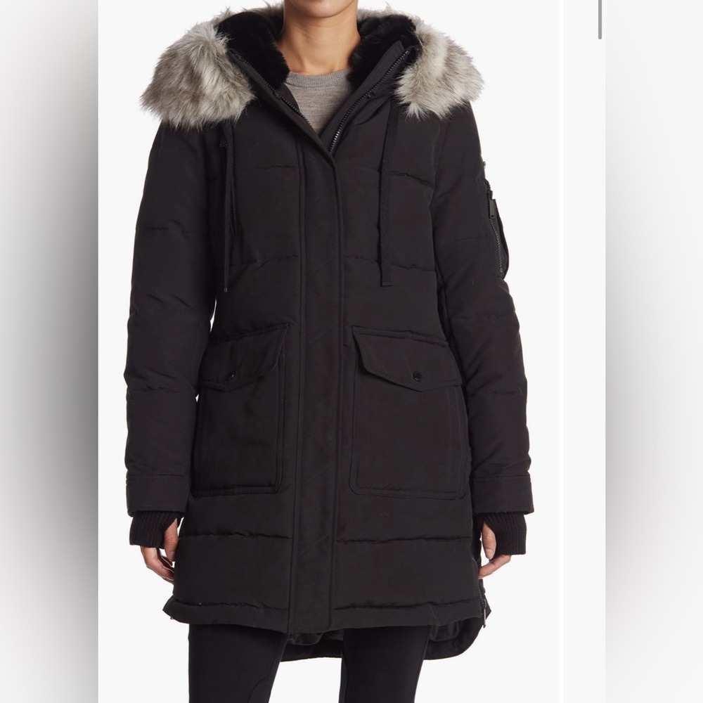 BCBGeneration Faux Fur Trim
Puffer Coat